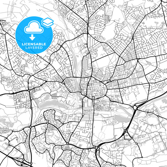 Layered PDF map of Northampton, East Midlands, England