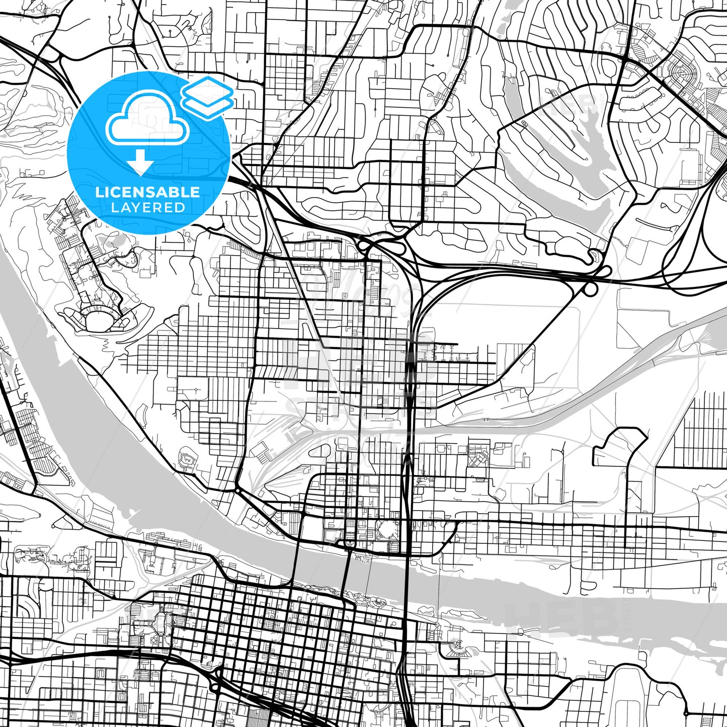 Layered PDF map of North Little Rock, Arkansas, United States