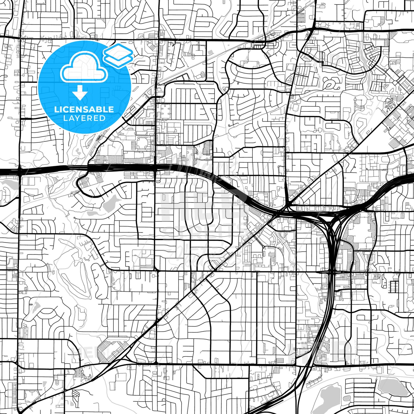 Layered PDF map of North Richland Hills, Texas, United States