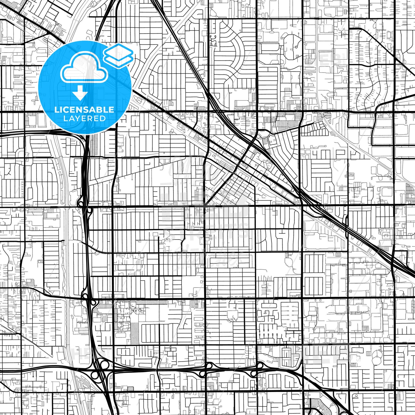 Layered PDF map of Norwalk, California, United States