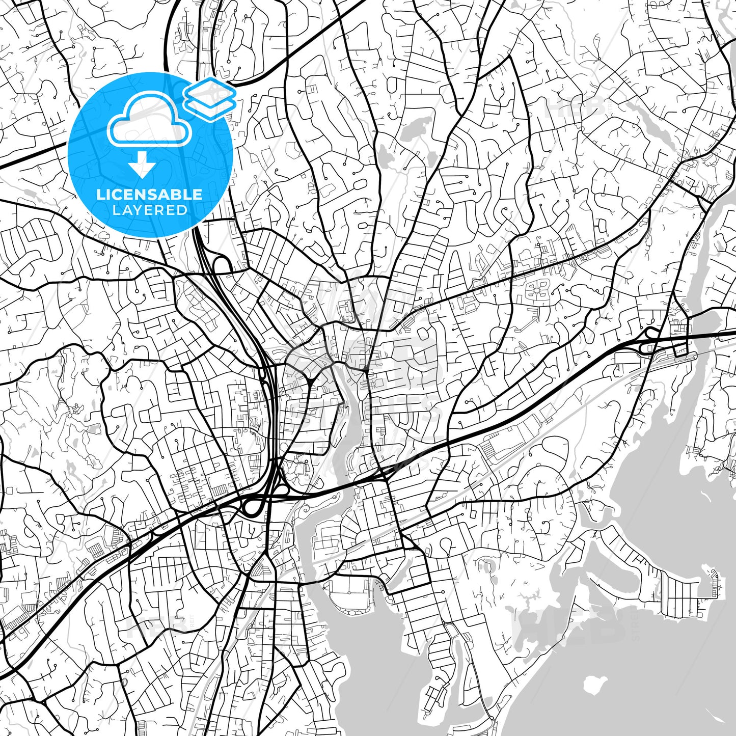 Layered PDF map of Norwalk, Connecticut, United States