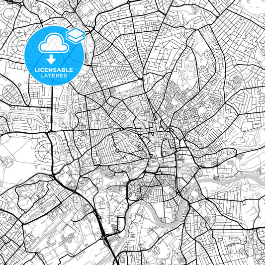 Layered PDF map of Nottingham, East Midlands, England