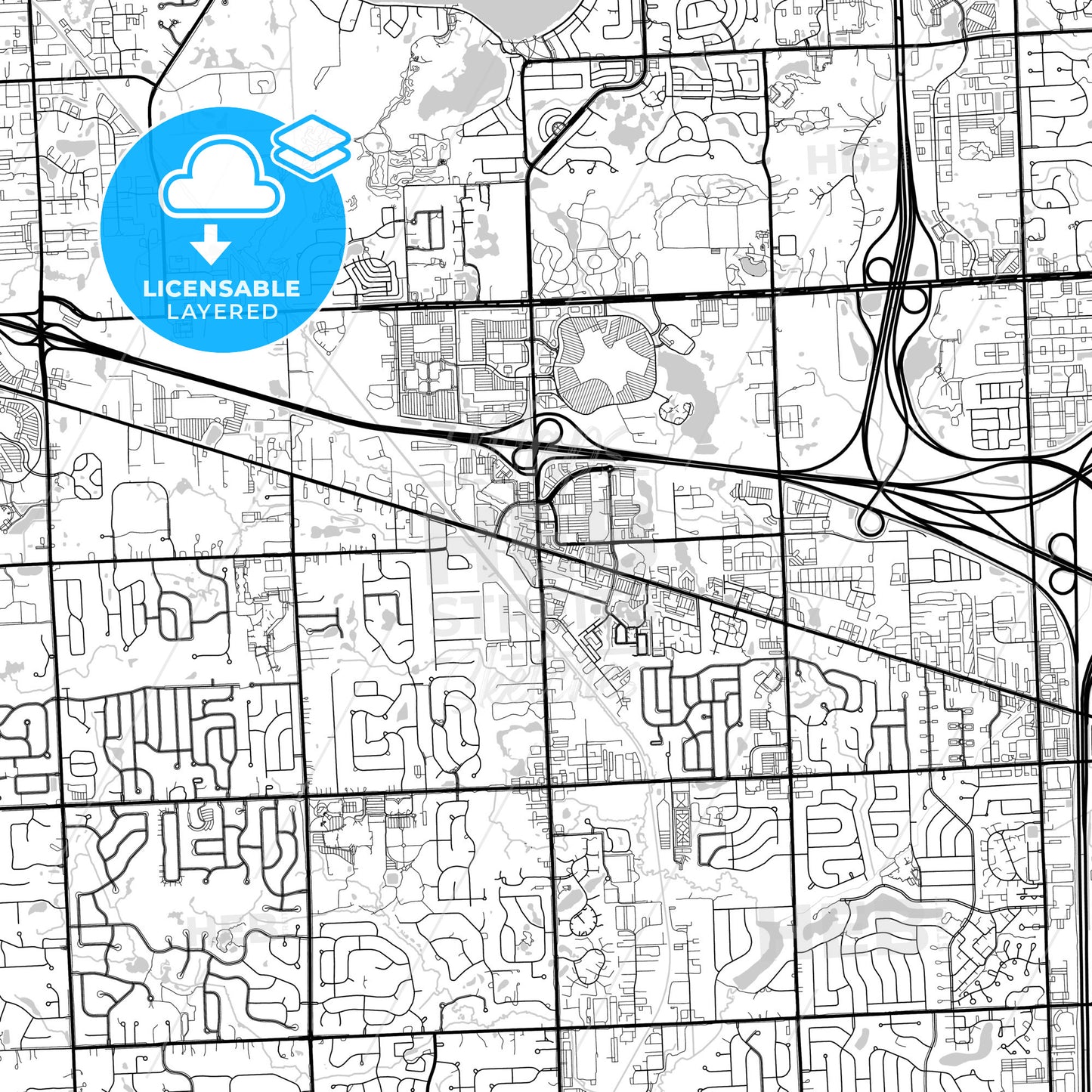 Layered PDF map of Novi, Michigan, United States