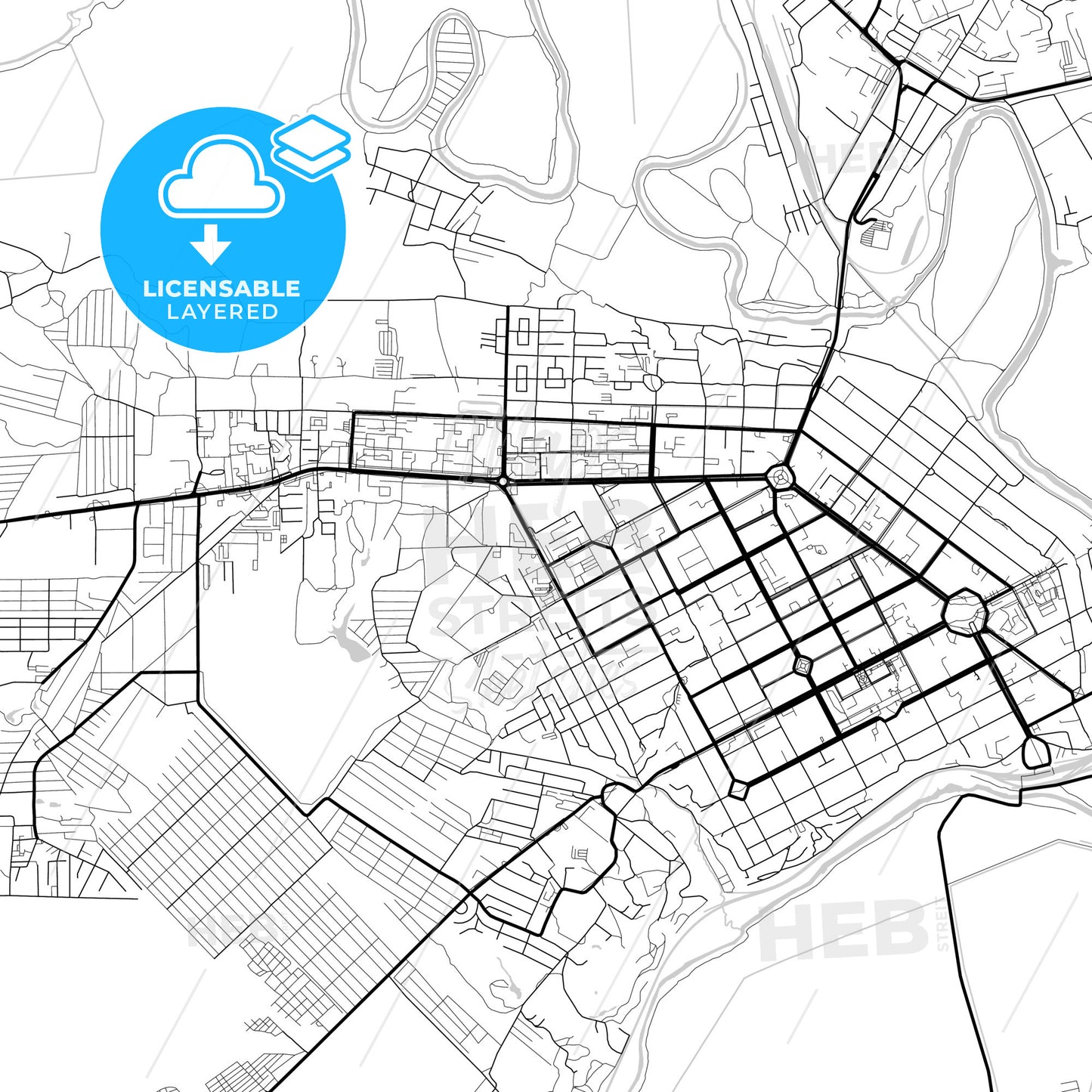 Layered PDF map of Novocherkassk, Rostov Oblast, Russia