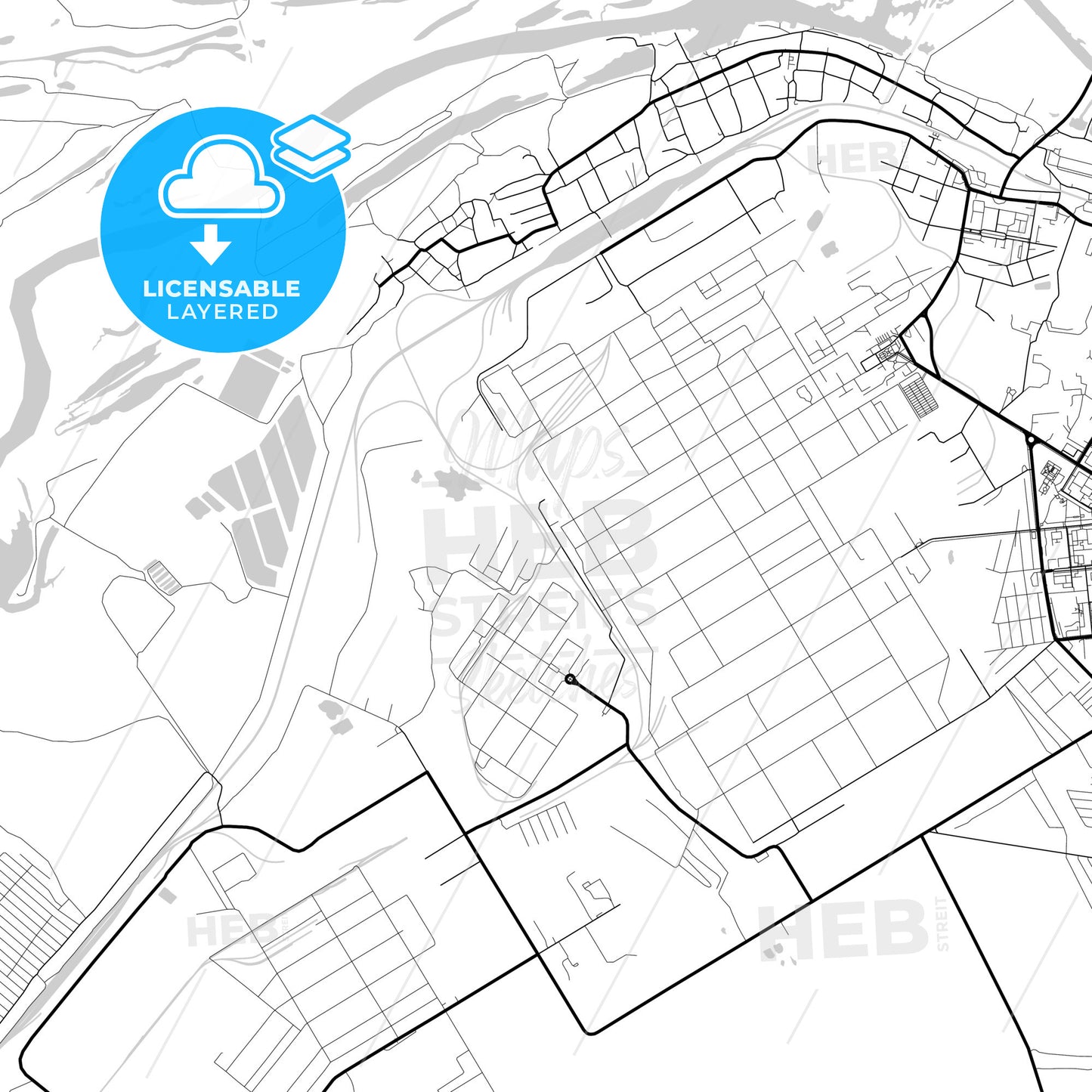 Layered PDF map of Novokuybyshevsk, Samara Oblast, Russia