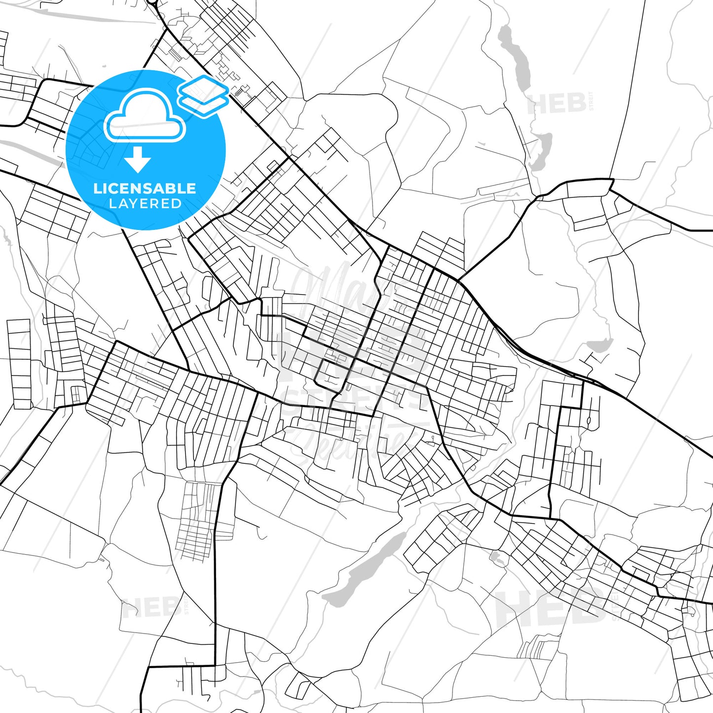 Layered PDF map of Novoshakhtinsk, Rostov Oblast, Russia