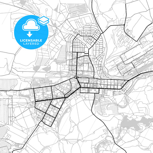 Layered PDF map of Novotroitsk, Orenburg Oblast, Russia