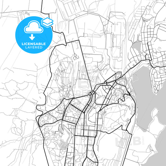 Layered PDF map of Novouralsk, Sverdlovsk Oblast, Russia