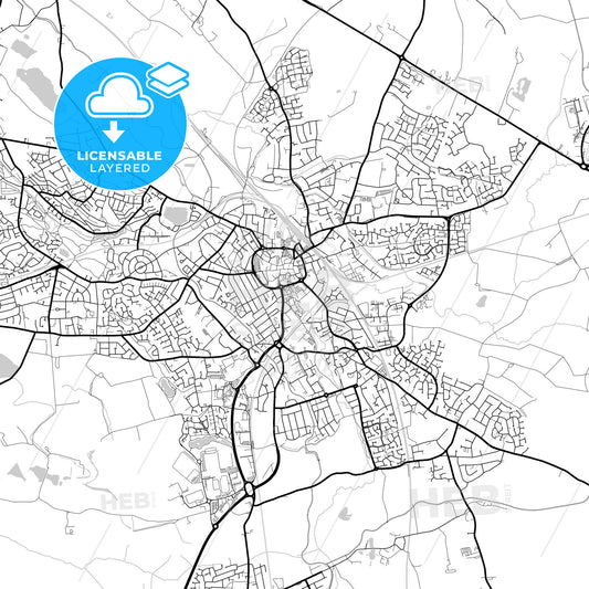 Layered PDF map of Nuneaton, West Midlands, England