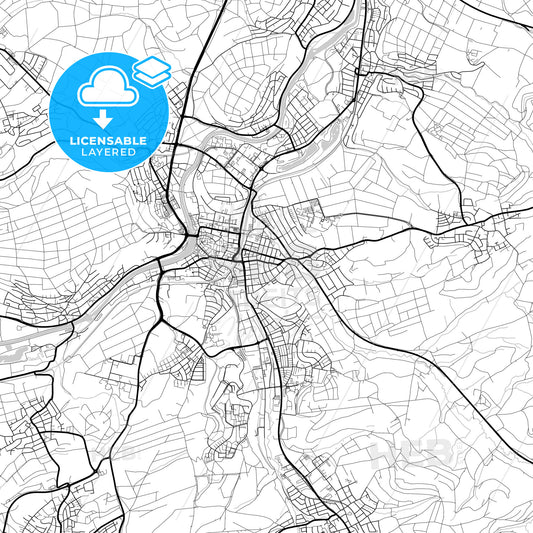 Layered PDF map of Nurtingen, Baden-Wuerttemberg, Germany