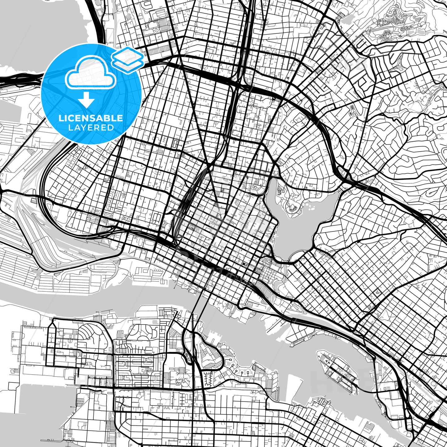 Layered PDF map of Oakland, California, United States