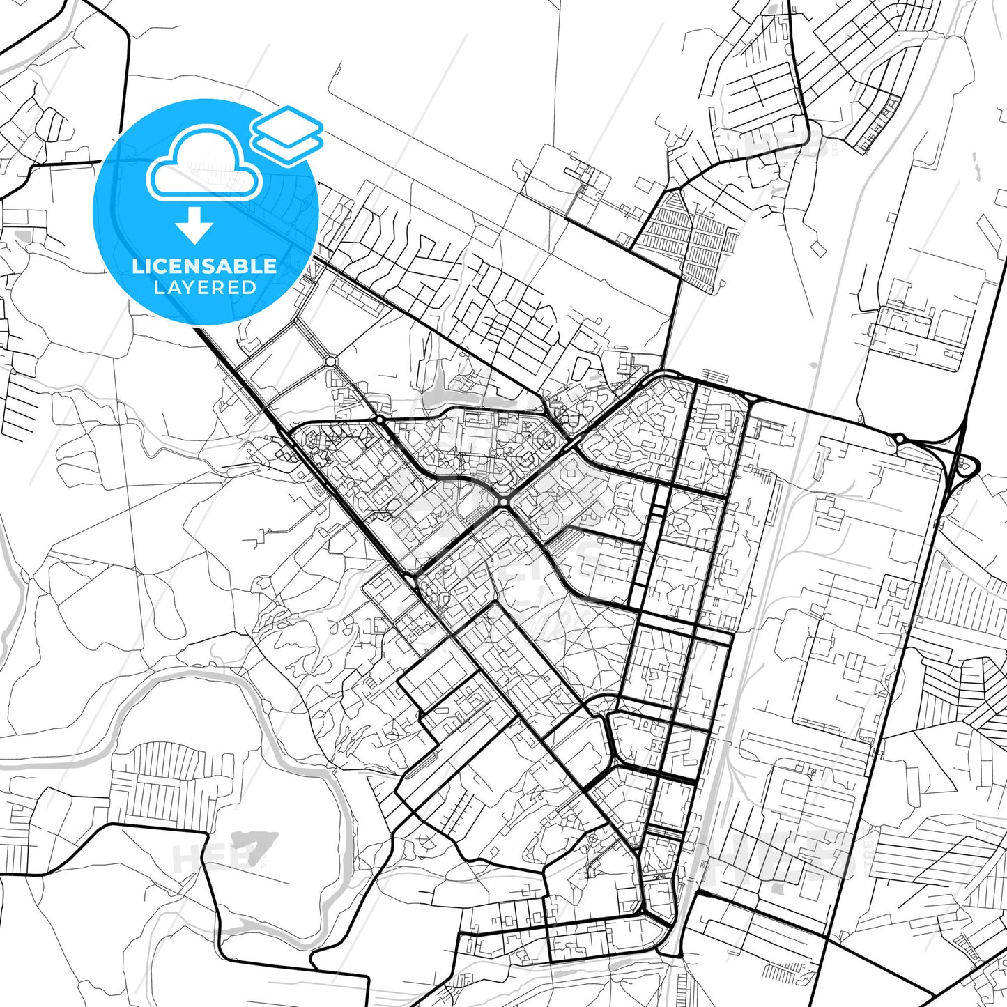 Layered PDF map of Obninsk, Kaluga Oblast, Russia