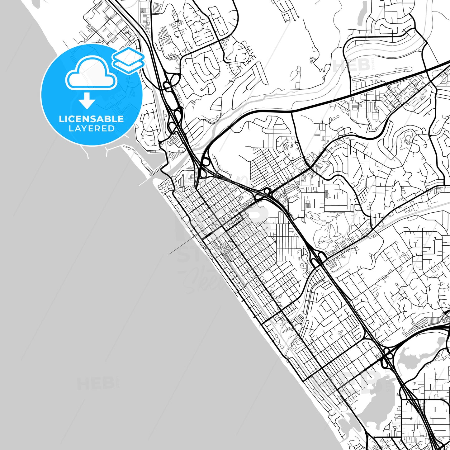 Layered PDF map of Oceanside, California, United States