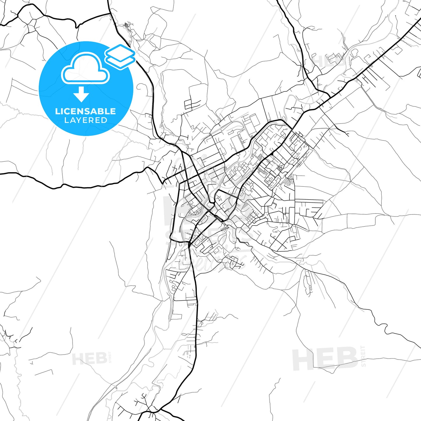 Layered PDF map of Odorheiu Secuiesc, Harghita, Romania