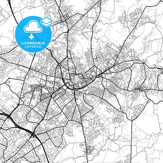 Layered PDF map of Oldham, North West England, England