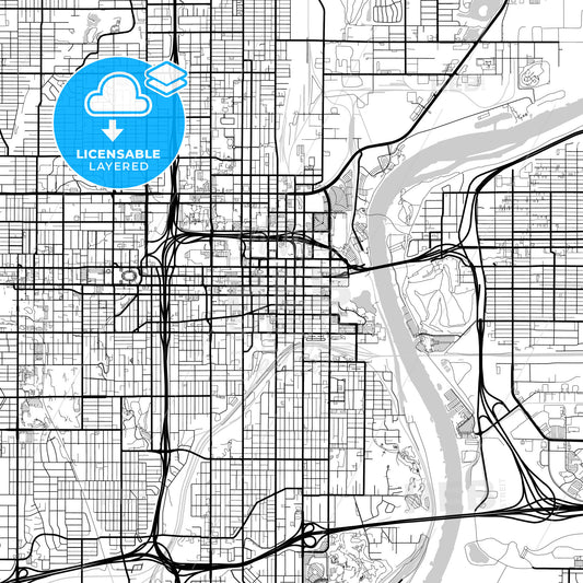 Layered PDF map of Omaha, Nebraska, United States