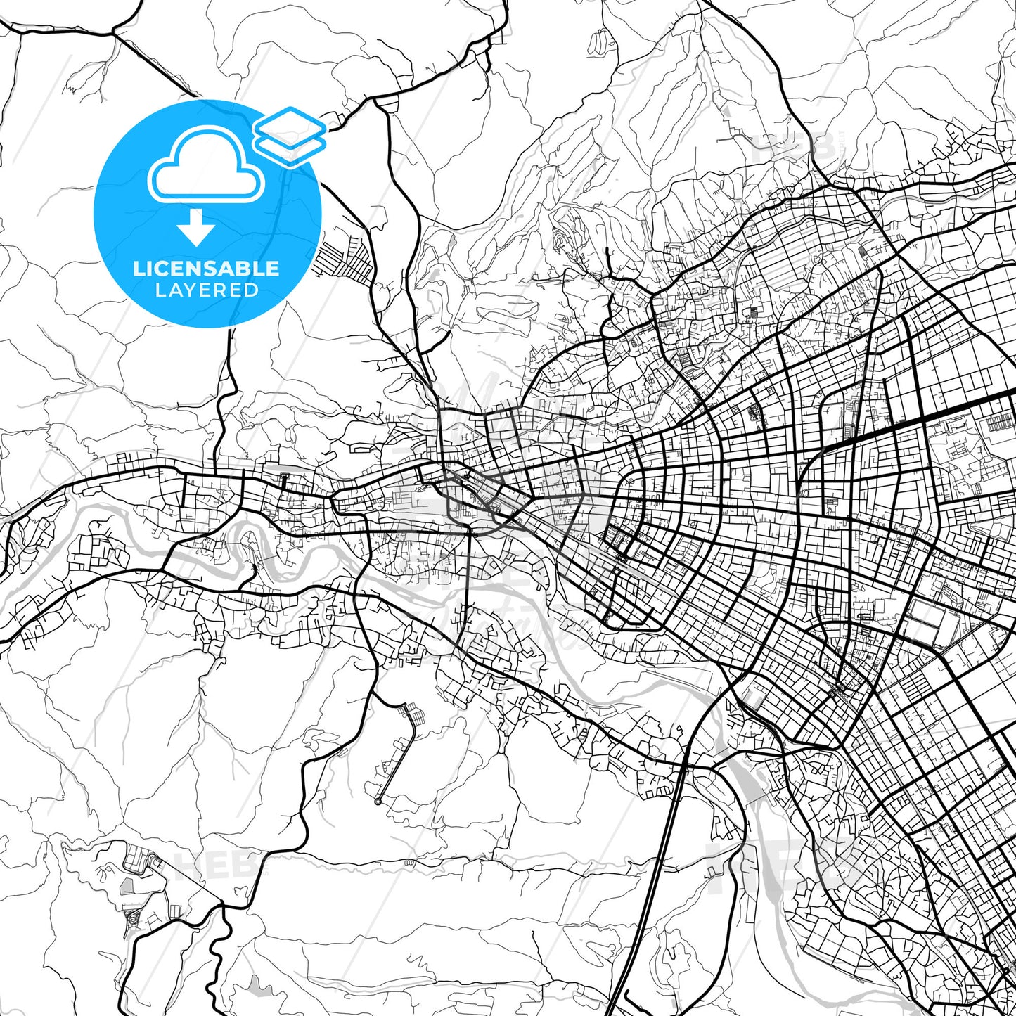 Layered PDF map of Ōme, Tokyo, Japan