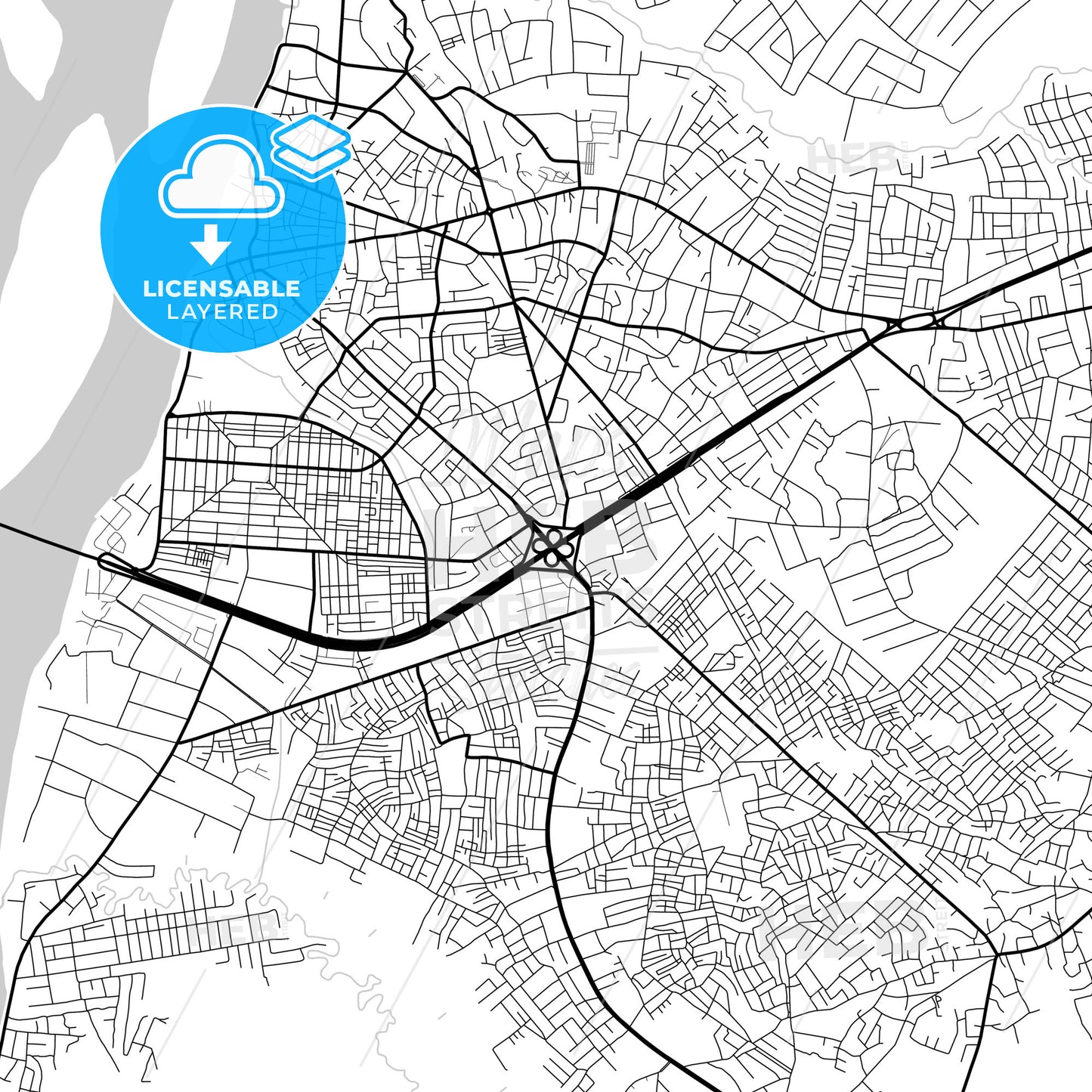 Layered PDF map of Onitsha, Nigeria