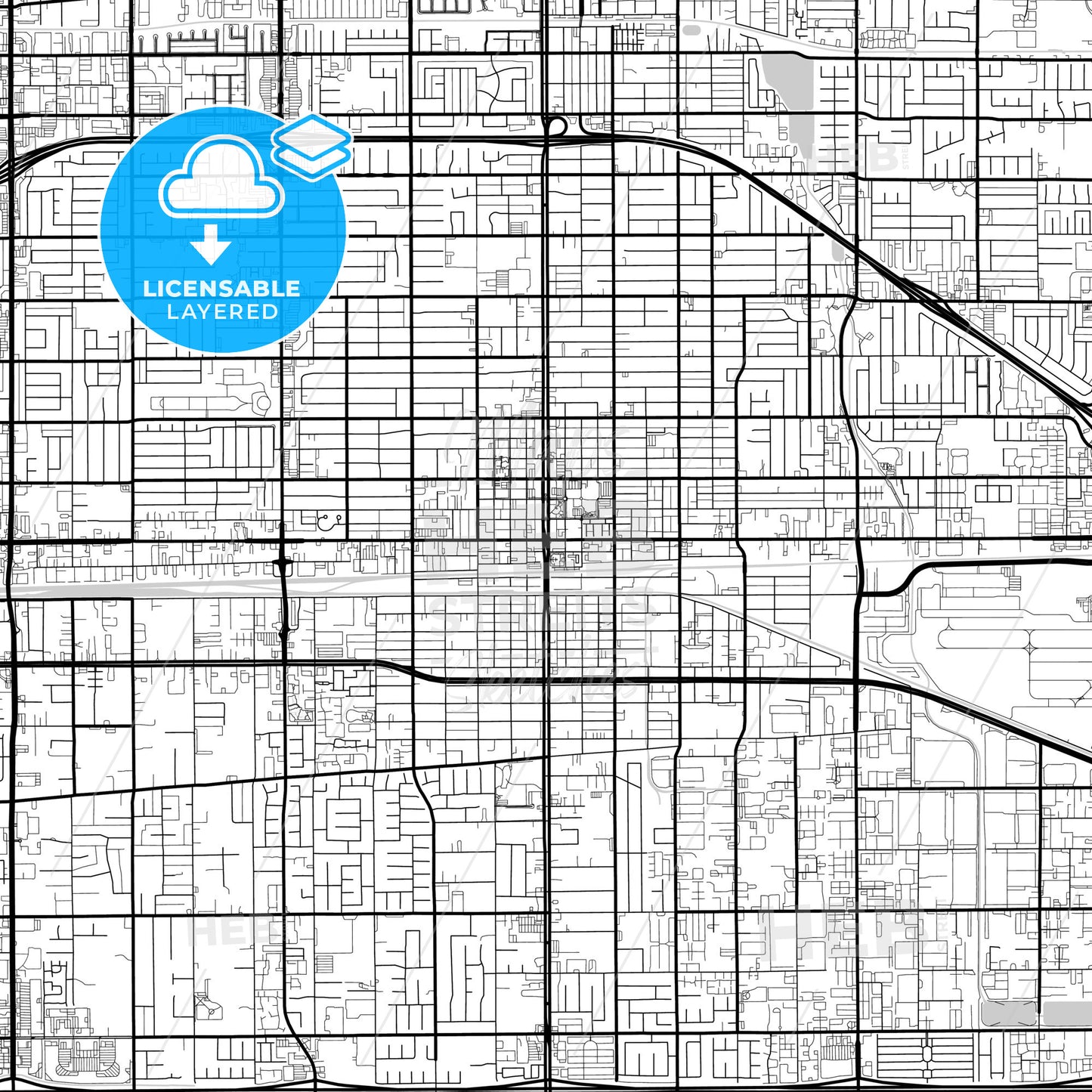 Layered PDF map of Ontario, California, United States