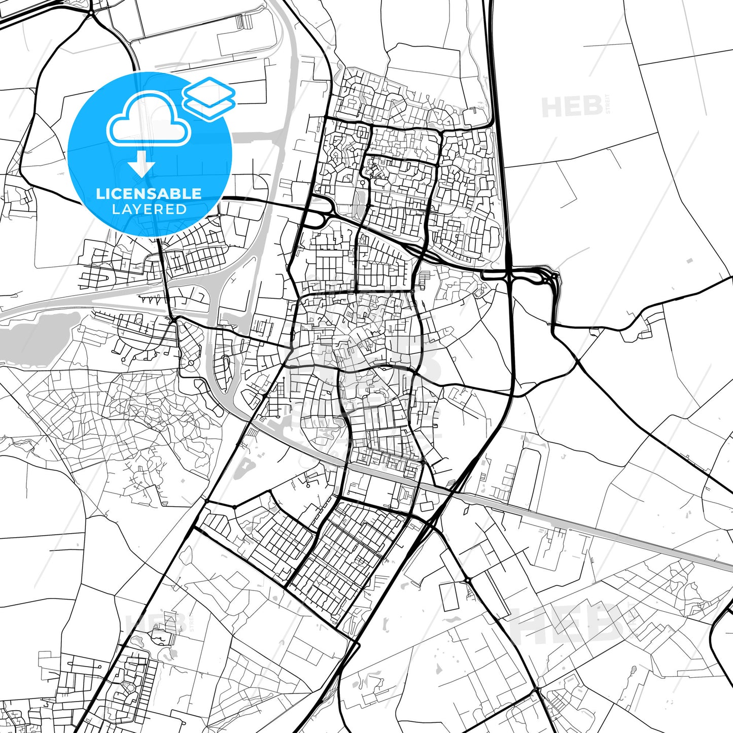 Layered PDF map of Oosterhout, North Brabant, Netherlands