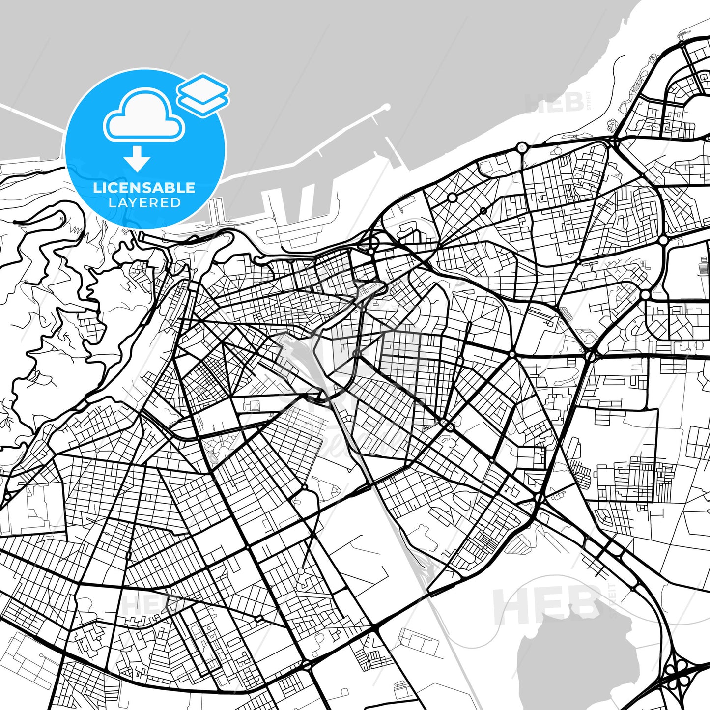 Layered PDF map of Oran, Algeria