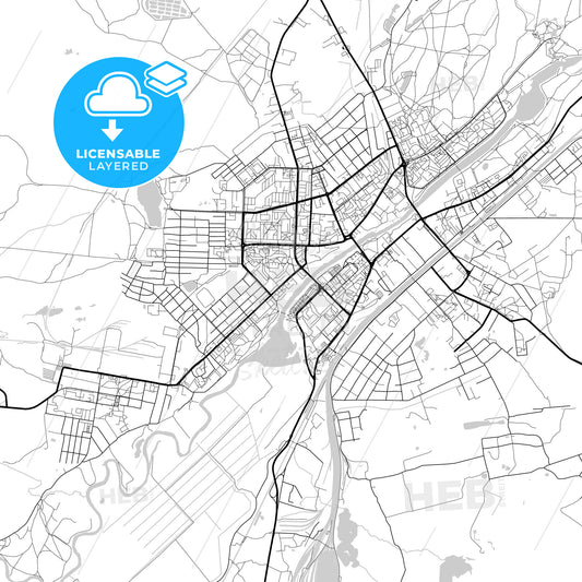 Layered PDF map of Orekhovo-Zuyevo, Moscow Oblast, Russia