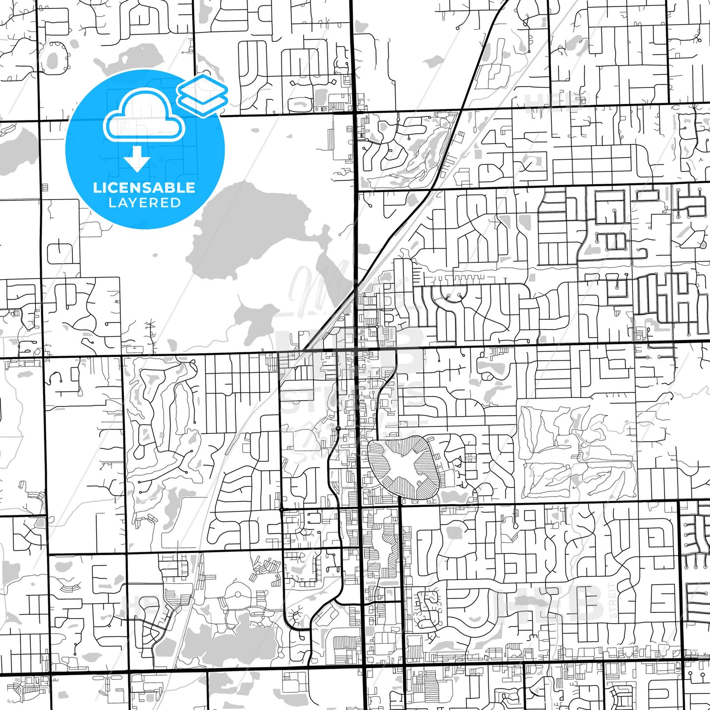 Layered PDF map of Orland Park, Illinois, United States