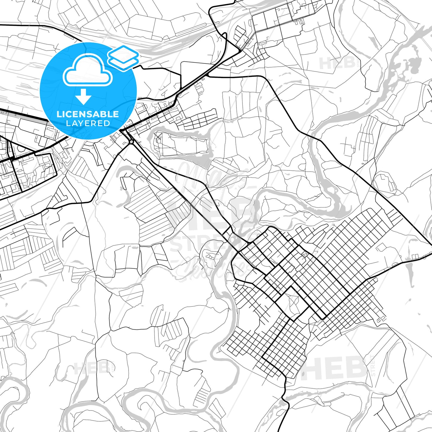 Layered PDF map of Orsk, Orenburg Oblast, Russia