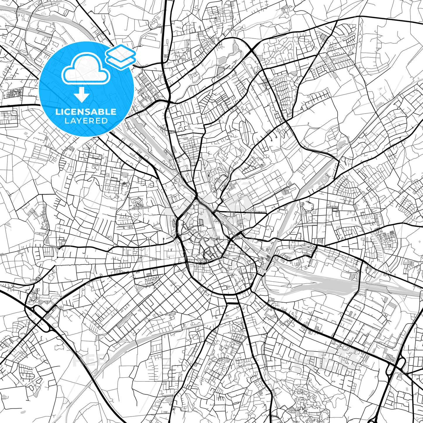 Layered PDF map of Osnabruck, Lower Saxony, Germany