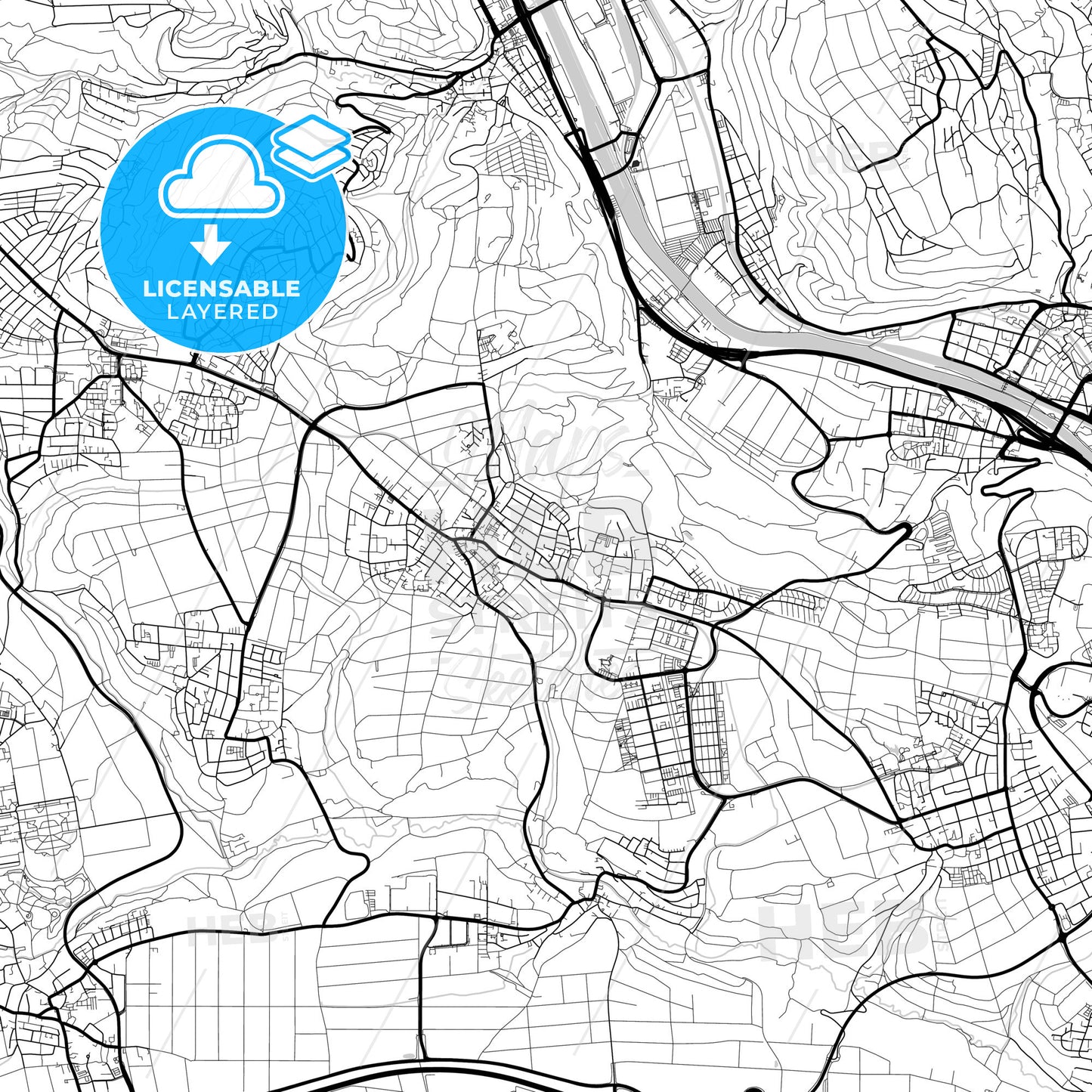 Layered PDF map of Ostfildern, Baden-Wuerttemberg, Germany