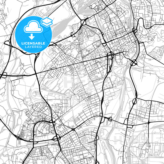Layered PDF map of Ostrava, Czechia