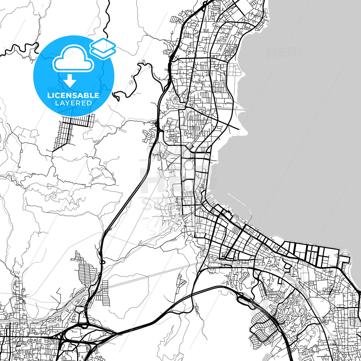Layered PDF map of Ōtsu, Shiga, Japan