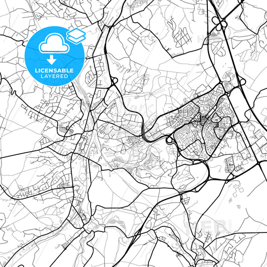 Layered PDF map of Ottignies-Louvain-la-Neuve, Walloon Brabant, Belgium