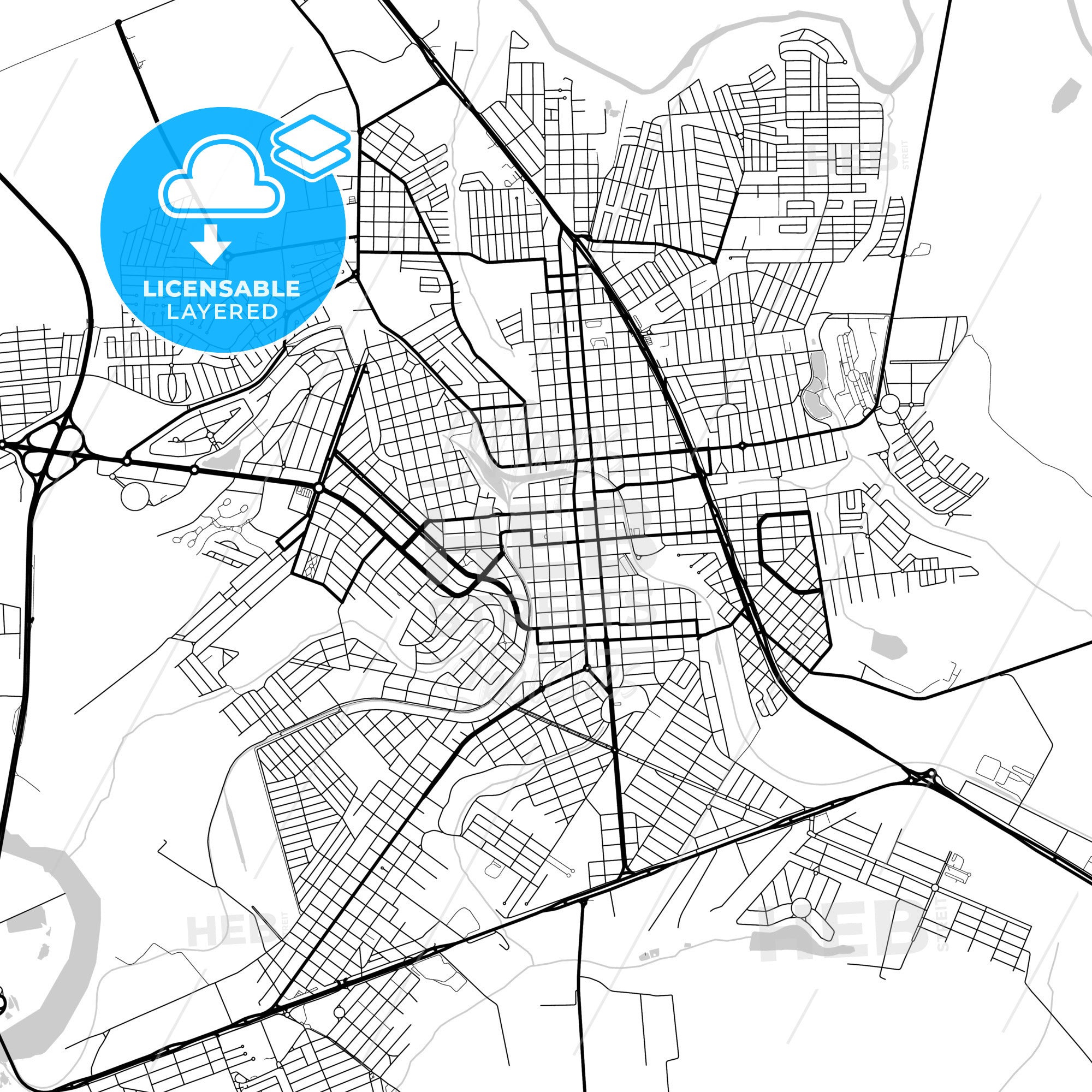 Layered PDF map of Ourinhos, Brazil - Vector Download – HEBSTREITS