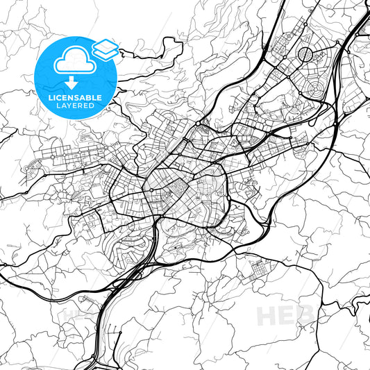 Layered PDF map of Oviedo, Asturias, Spain