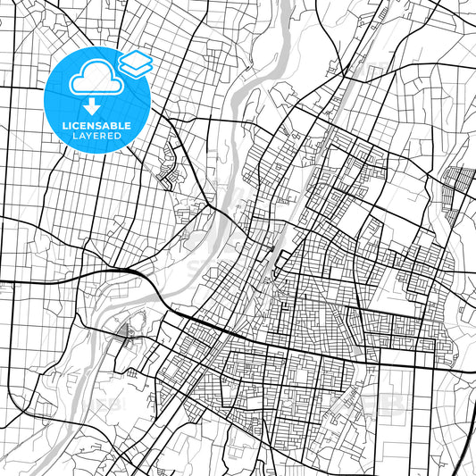 Layered PDF map of Oyama, Tochigi, Japan