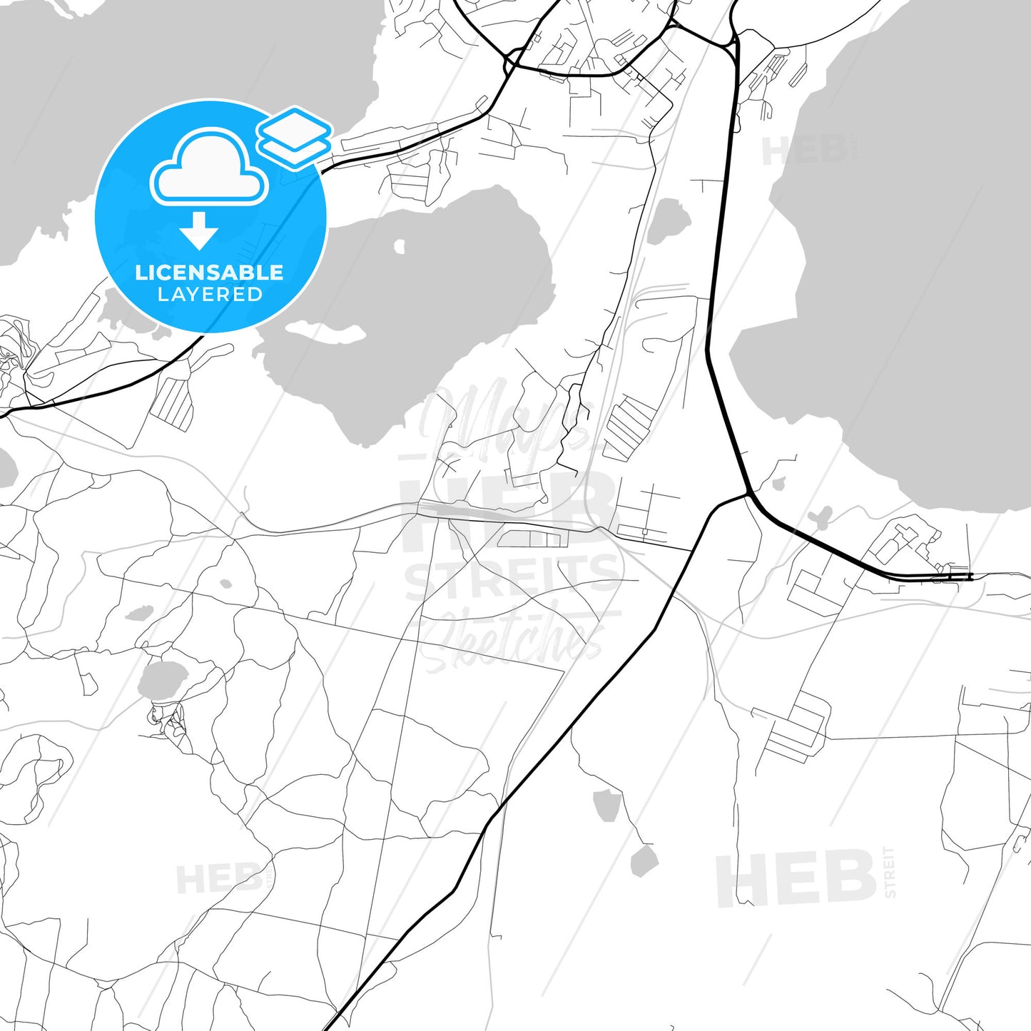 Layered PDF map of Ozyorsk, Chelyabinsk Oblast, Russia