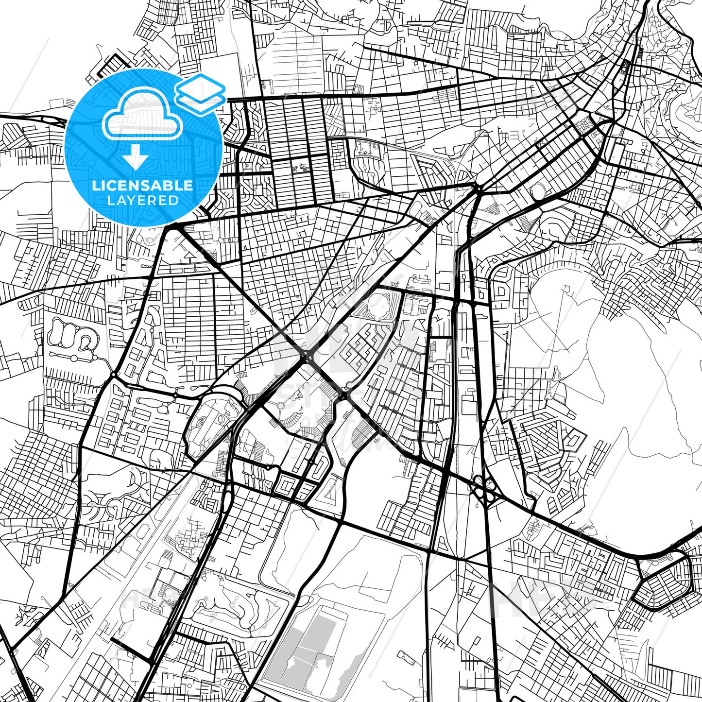 Layered PDF map of Pachuca, Hidalgo, Mexico