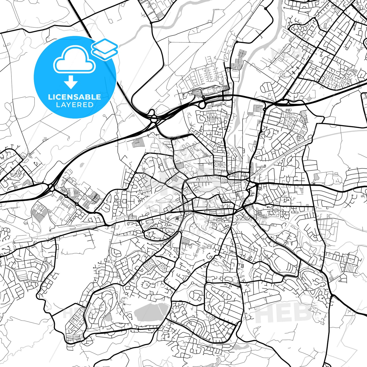 Layered PDF map of Paisley, Renfrewshire, Scotland