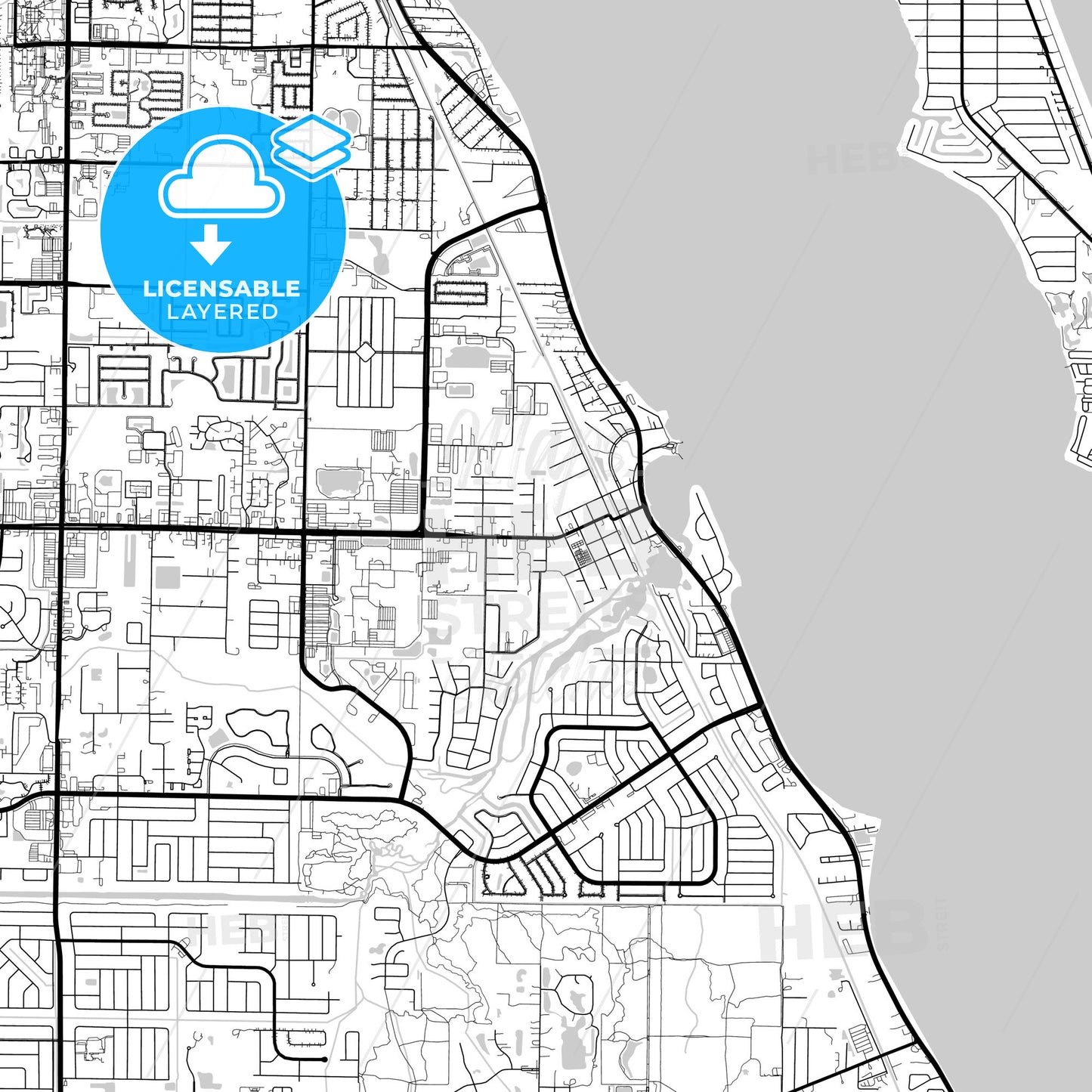 Layered PDF map of Palm Bay, Florida, United States