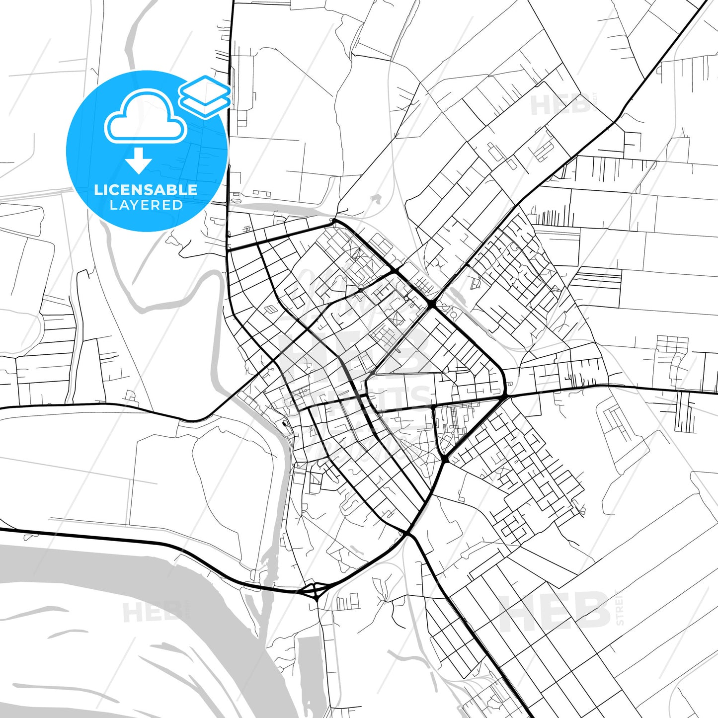 Layered PDF map of Pančevo, South Banat, Serbia