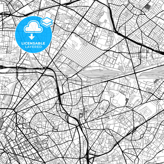 Layered PDF map of Pantin, Seine-Saint-Denis, France
