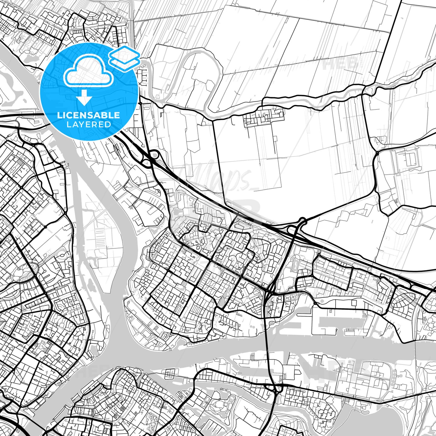 Layered PDF map of Papendrecht, South Holland, Netherlands