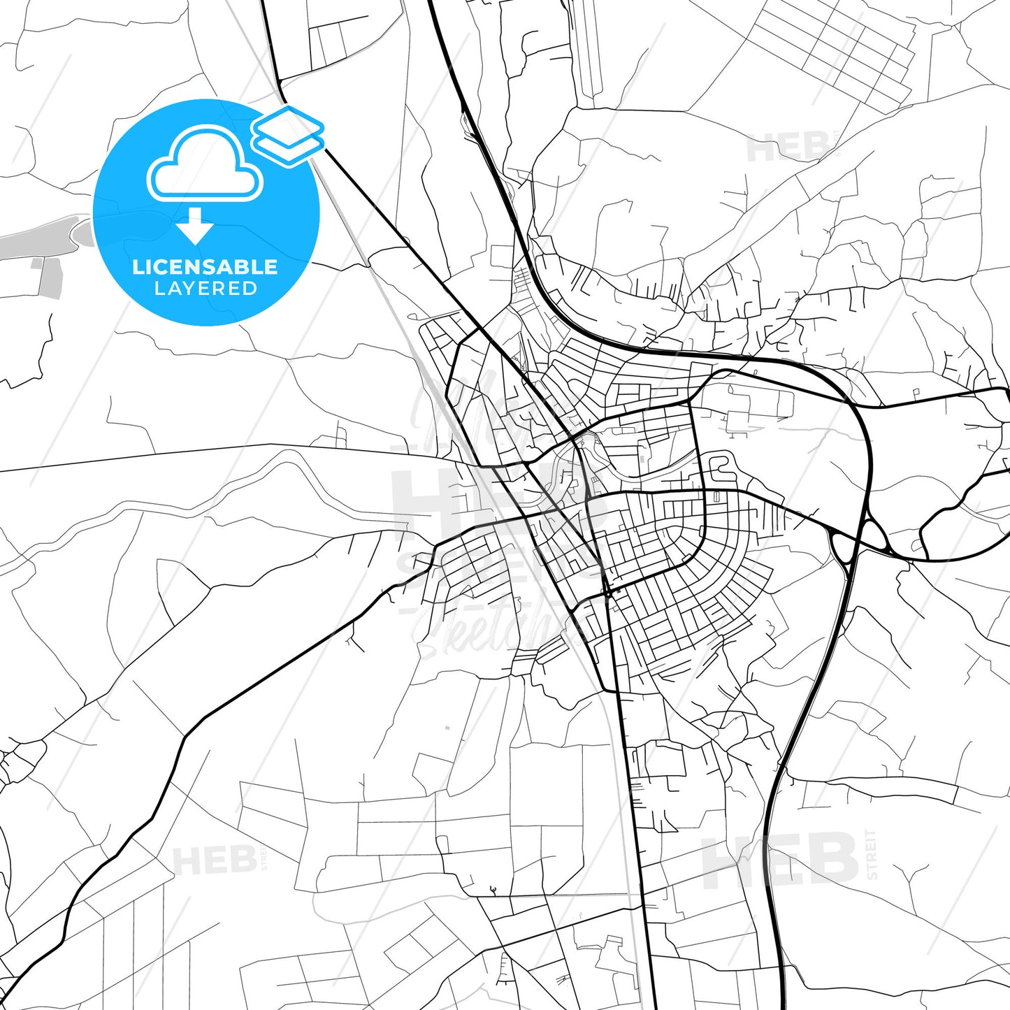 Layered PDF map of Paraćin, Pomoravlje, Serbia