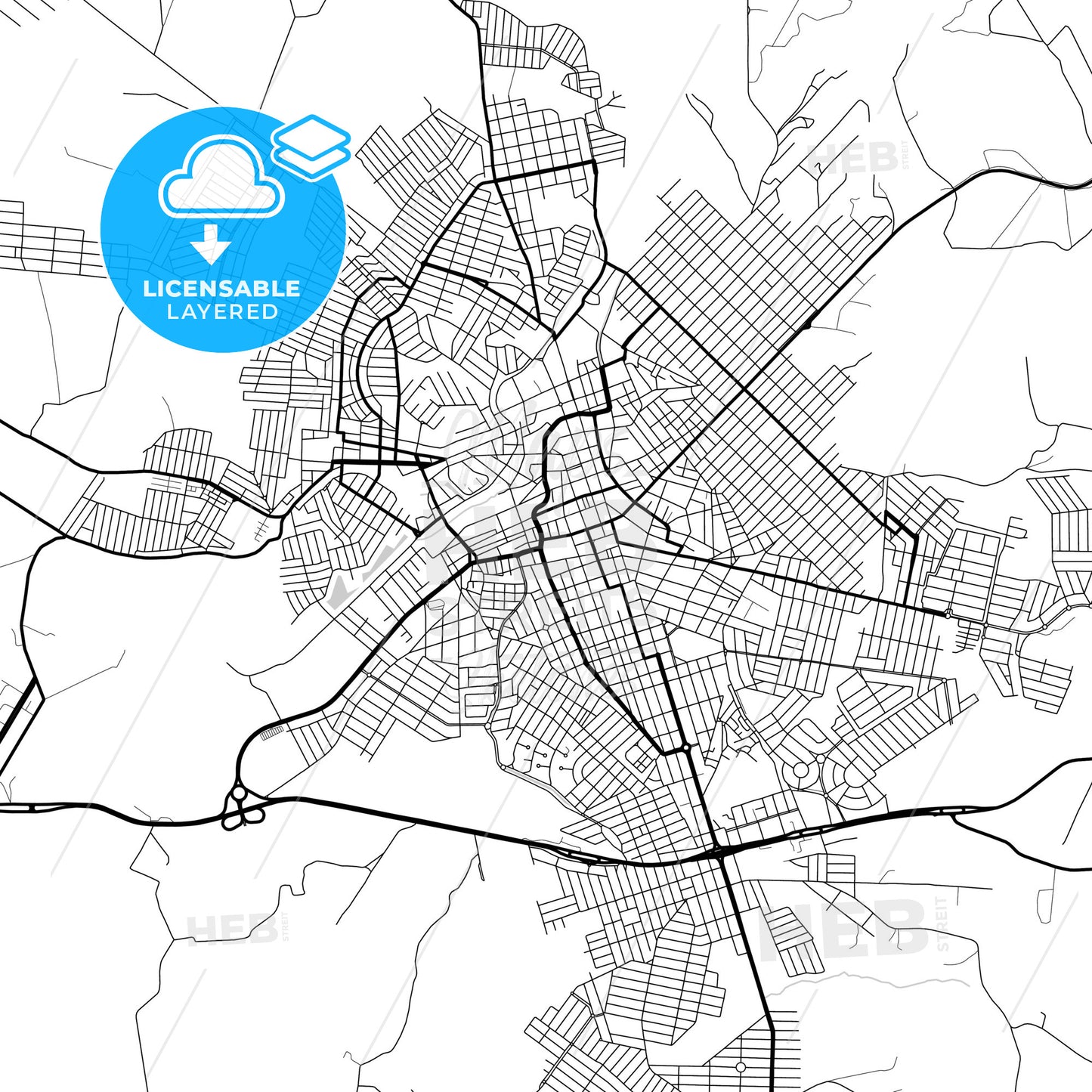 Layered PDF map of Passos, Brazil