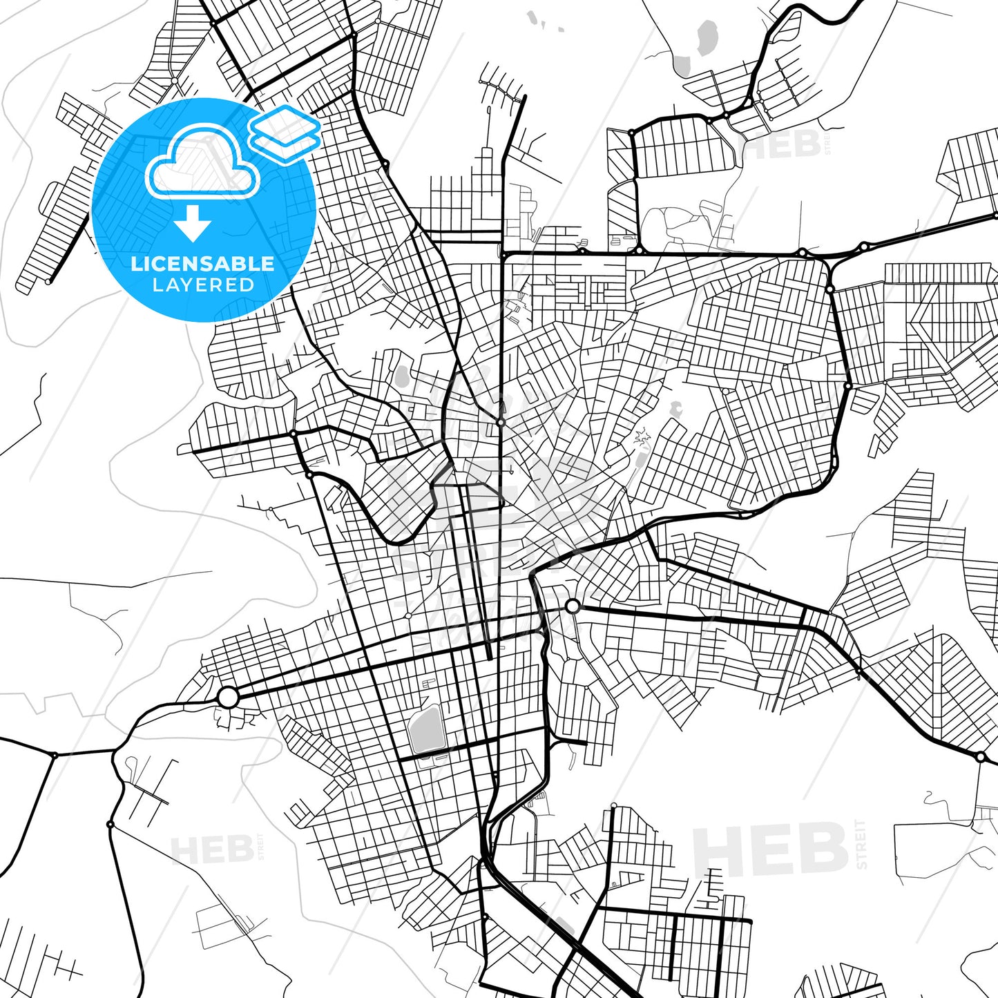 Layered PDF map of Patos de Minas, Brazil