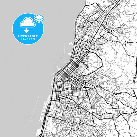 Layered PDF map of Patras, Western Greece, Greece