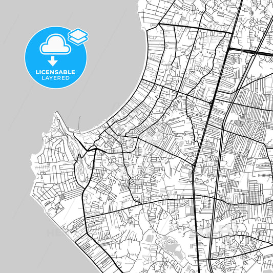 Layered PDF map of Pattaya, Chonburi, Thailand