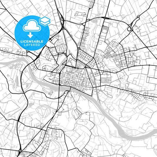 Layered PDF map of Pavia, Lombardy, Italy