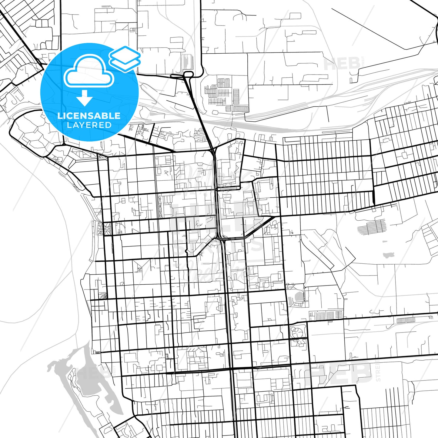 Layered PDF map of Pavlodar, Pavlodar Province, Kazakhstan